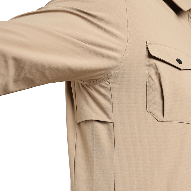 더블 포켓 퍼포먼스 카키 셔츠